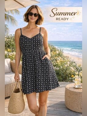 Old Navy Black & White Printed Sundress | Size XL | Flowy Summer Essential